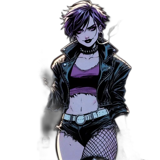 jacket, comic book art, cyberpunk, concept art, cartoon, neon lights, dark, monochrome transparent PNG cut-out