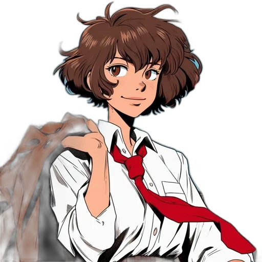 staff, jacket, face, hair, anime, cartoon, concept art, pixel art transparent PNG cut-out