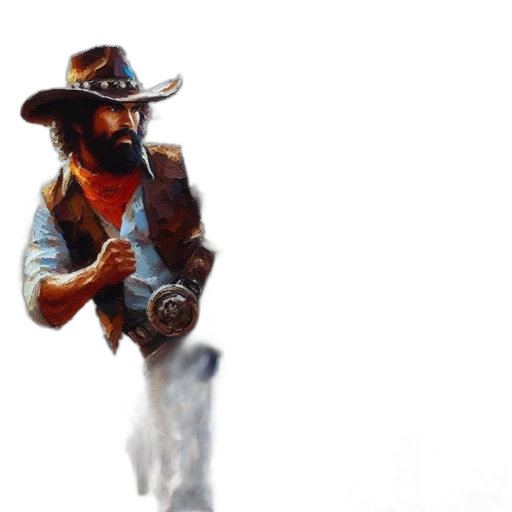 staff, jacket, weapon, hat, concept art, photorealistic, fantasy art, oil painting transparent PNG cut-out