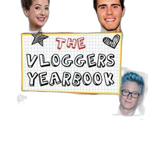 vloggers, yearbook, features, various, red, background, playful, cartoonish transparent PNG cut-out
