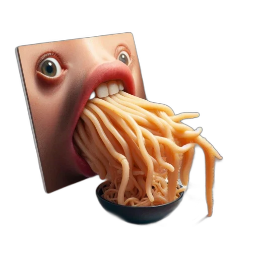 food, creature, face, animal, 3d render, photorealistic, concept art, vaporwave transparent PNG cut-out