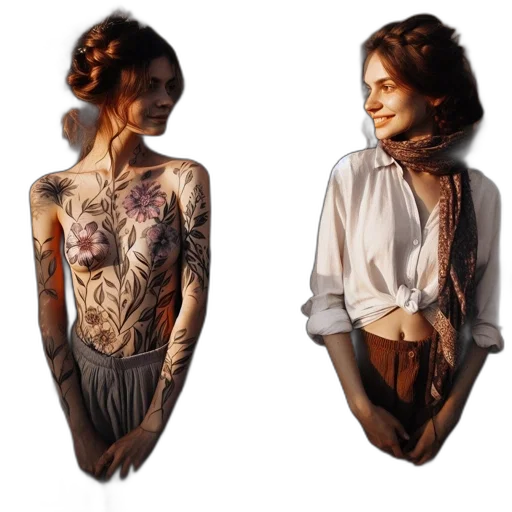 dress, jewelry, photorealistic, concept art, fantasy art, 3d render, earth tones, dark transparent PNG cut-out