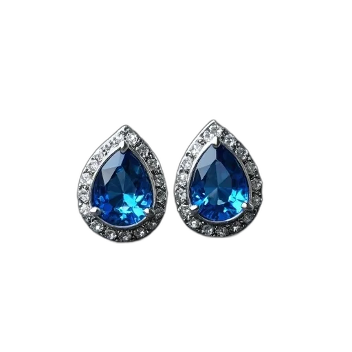 jewelry, crown, blue, pair, silver, earrings, gemstones, displayed transparent PNG cut-out