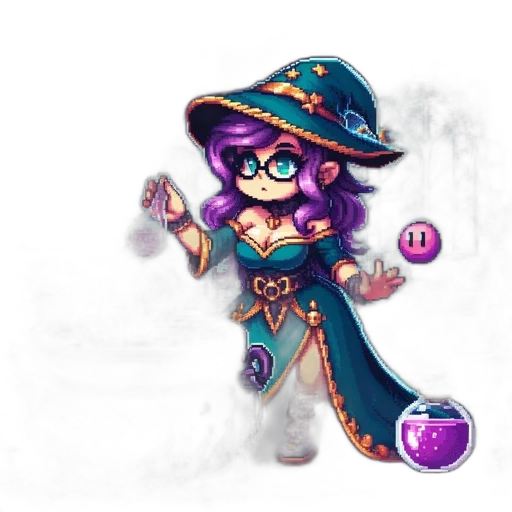 staff, weapon, fantasy art, concept art, pixel art, cartoon, dark, purple-haired transparent PNG cut-out