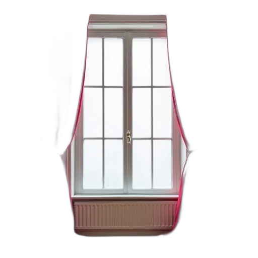 furniture, 3d render, room, large, window, draped, heavy, red transparent PNG cut-out
