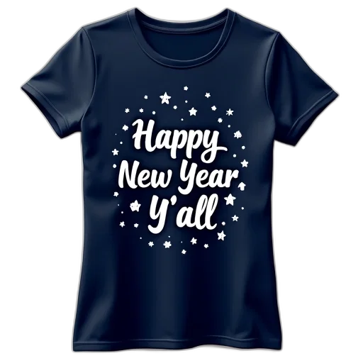 navy, blue, t-shirt, graphic, design, reads, happy, new transparent PNG cut-out