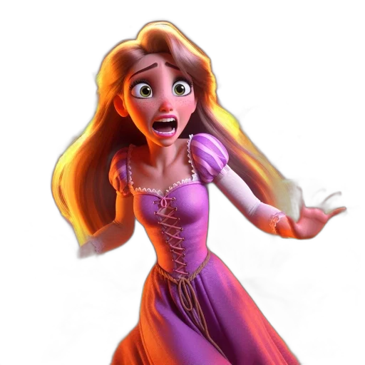 dress, 3d render, concept art, cartoon, fantasy art, terrified, young, woman transparent PNG cut-out
