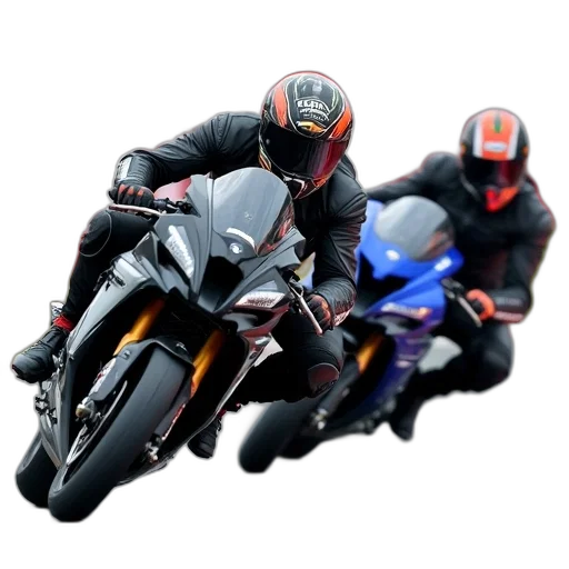 photorealistic, 3d render, concept art, first, image, shows, two, motorcyclists transparent PNG cut-out