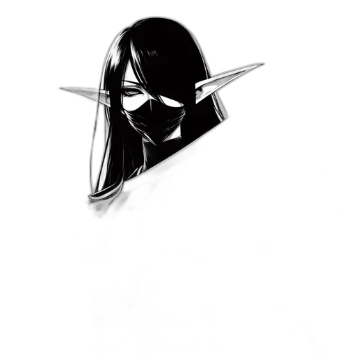 mask, face, staff, sword, concept art, comic book art, fantasy art, anime transparent PNG cut-out