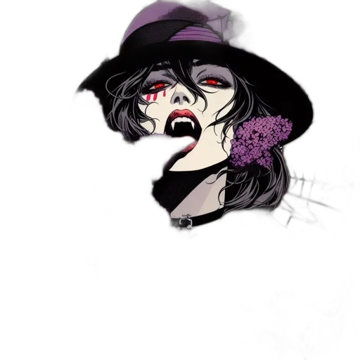 hat, face, mask, creature, watercolor, concept art, comic book art, fantasy art transparent PNG cut-out