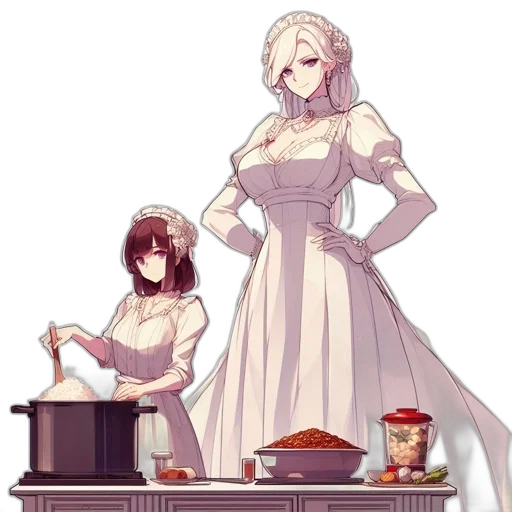 dress, food, crown, staff, pixel art, concept art, anime, fantasy art transparent PNG cut-out