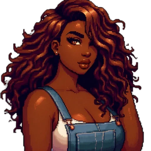 dress, hair, face, pixel art, cartoon, fantasy art, comic book art, pastel transparent PNG cut-out