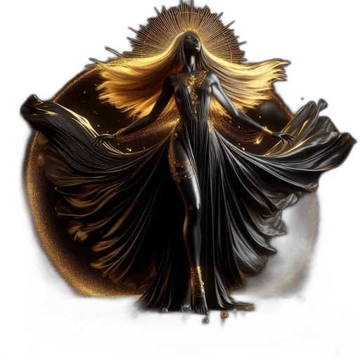 dress, crown, jewelry, hair, concept art, fantasy art, 3d render, photorealistic transparent PNG cut-out