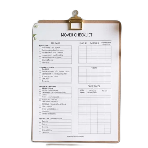 new, home, move, checklist transparent PNG cut-out
