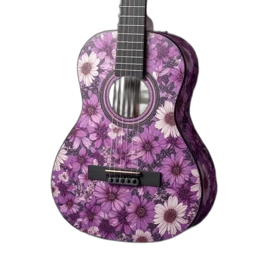 flower, photorealistic, 3d render, floral, guitar, gigoid, case, classical transparent PNG cut-out