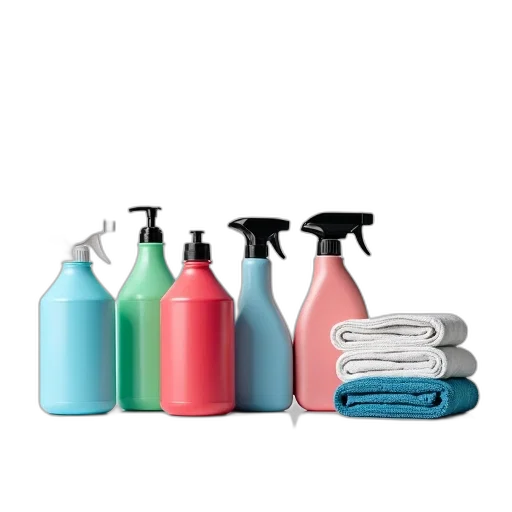 pastel, colorful, blue, monochrome, collection, cleaning, products, displayed transparent PNG cut-out