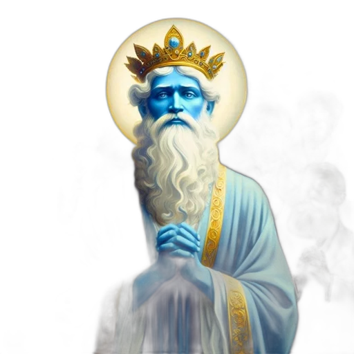 crown, staff, concept art, fantasy art, photorealistic, 3d render, blue, ancient-looking transparent PNG cut-out