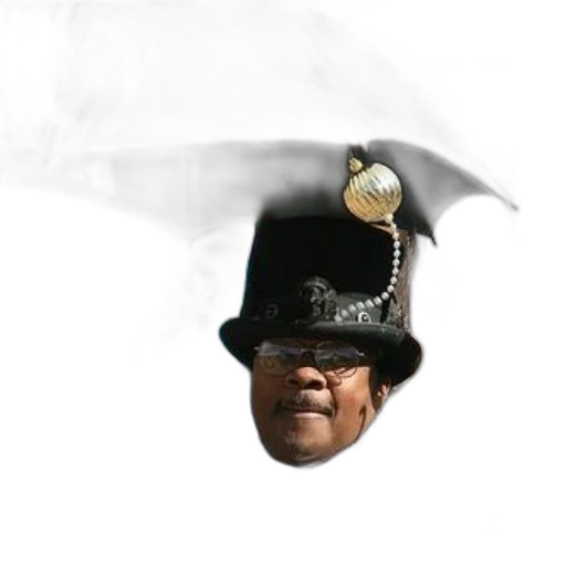 hat, umbrella, staff, mask, concept art, photorealistic, 3d render, man transparent PNG cut-out