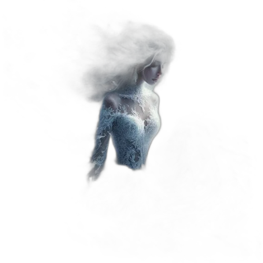 mask, robot, hair, creature, concept art, photorealistic, 3d render, fantasy art transparent PNG cut-out