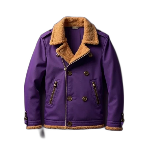 jacket, 3d render, all, purple, but, has, tan, collar transparent PNG cut-out