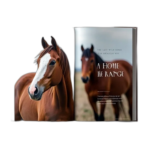 animal, magazine, spread, large, close-up, image, horse, head transparent PNG cut-out