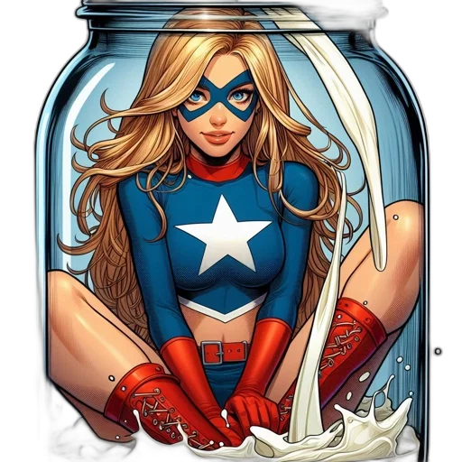 comic book art, cartoon, concept art, pixel art, blonde-haired, woman, blue, costume transparent PNG cut-out