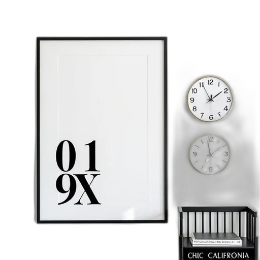furniture, 3d render, monochrome, white, wall, large, black, framed transparent PNG cut-out