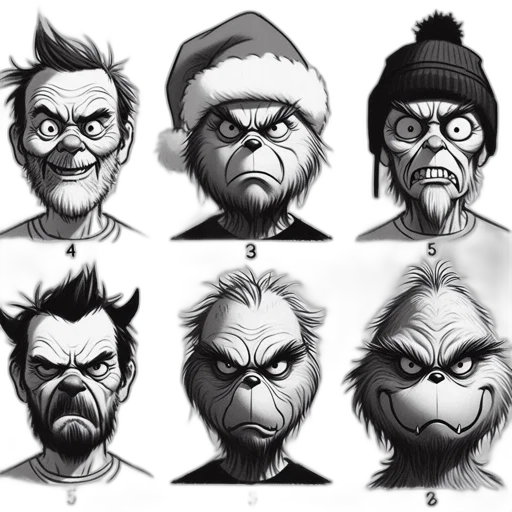 mask, concept art, comic book art, cartoon, fantasy art, six, unique, anthropomorphic transparent PNG cut-out