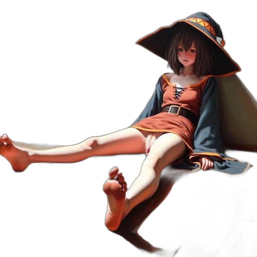 dress, hat, umbrella, staff, concept art, fantasy art, anime, photorealistic transparent PNG cut-out