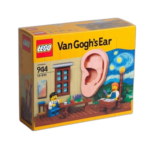 food, face, lego, set, box, vangogh, ear, comprises transparent PNG cut-out