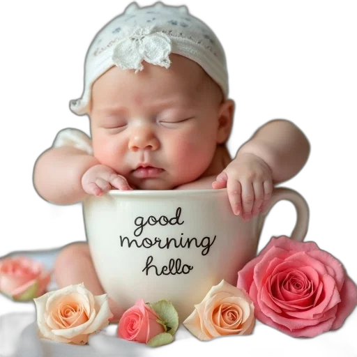 photorealistic, baby, inside, cup transparent PNG cut-out