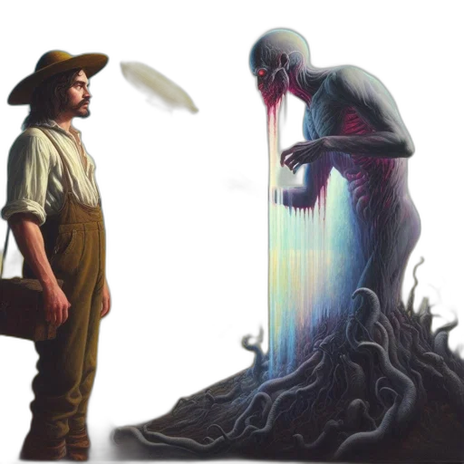 creature, sword, concept art, fantasy art, comic book art, oil painting, fog, fire transparent PNG cut-out