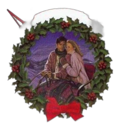 christmas, joy, book, cover, featuring, couple, sleigh, surrounded transparent PNG cut-out