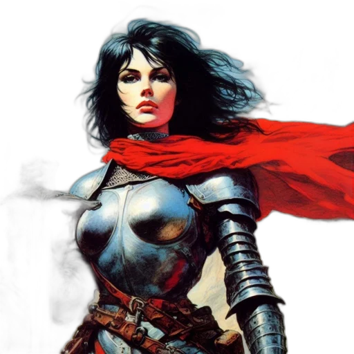 comic book art, concept art, fantasy art, photorealistic, painting, fierce, female, warrior transparent PNG cut-out