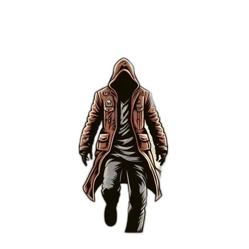 jacket, mask, creature, weapon, concept art, comic book art, pixel art, 3d render transparent PNG cut-out