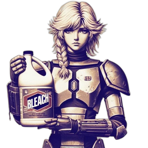 robot, bottle, weapon, concept art, pixel art, comic book art, vaporwave, monochrome transparent PNG cut-out