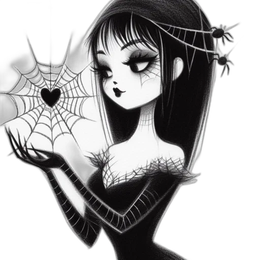 comic book art, fantasy art, cartoon, concept art, monochrome, dark, ethereal, gothic transparent PNG cut-out
