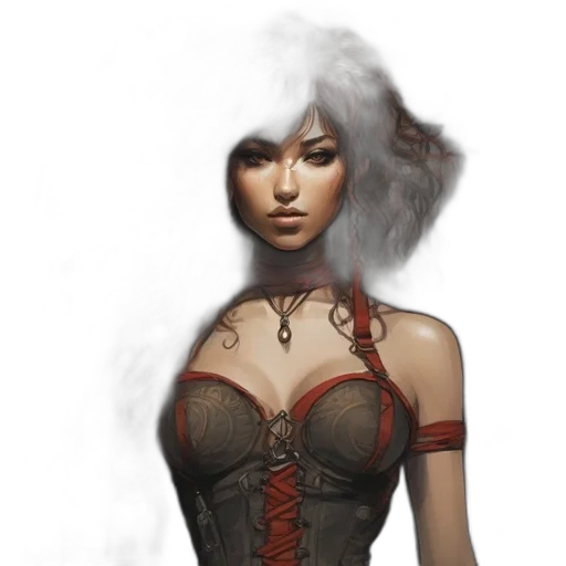 dress, staff, mask, face, fantasy art, concept art, photorealistic, comic book art transparent PNG cut-out