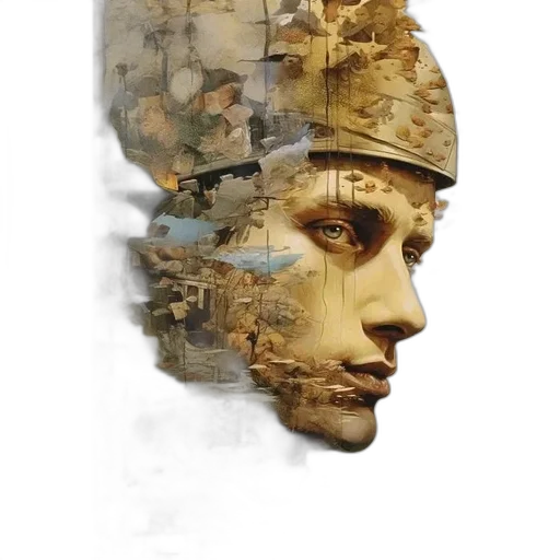 face, mask, robot, crown, photorealistic, concept art, cyberpunk, comic book art transparent PNG cut-out