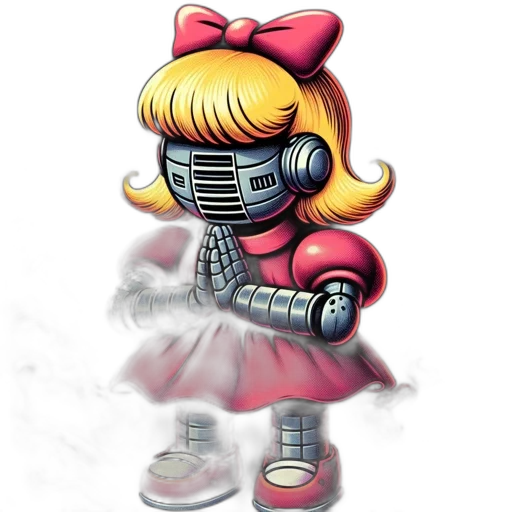 robot, cartoon, pixel art, concept art, comic book art, robotic, humanoid, figure transparent PNG cut-out