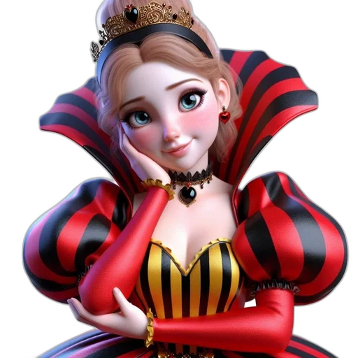 crown, dress, jewelry, staff, 3d render, concept art, photorealistic, cartoon transparent PNG cut-out