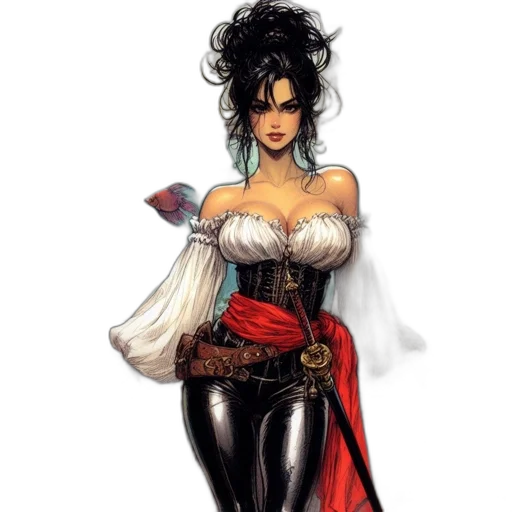 dress, comic book art, concept art, fantasy art, pixel art, woman, dark, hair transparent PNG cut-out