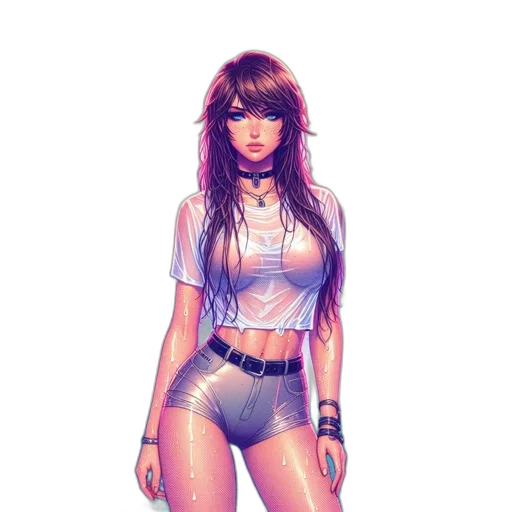 robot, dress, cyberpunk, concept art, comic book art, fantasy art, neon lights, neon transparent PNG cut-out