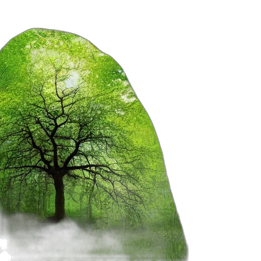 tree, umbrella, mask, photorealistic, concept art, 3d render, fantasy art, fog transparent PNG cut-out