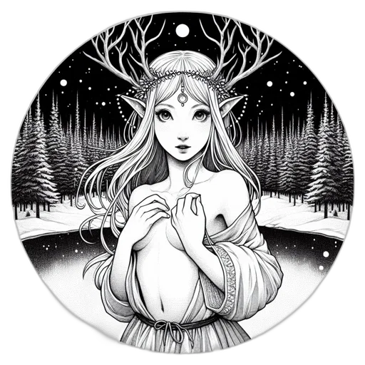 fantasy art, pixel art, concept art, pencil sketch, snow, ethereal, nocturne, illustrates transparent PNG cut-out