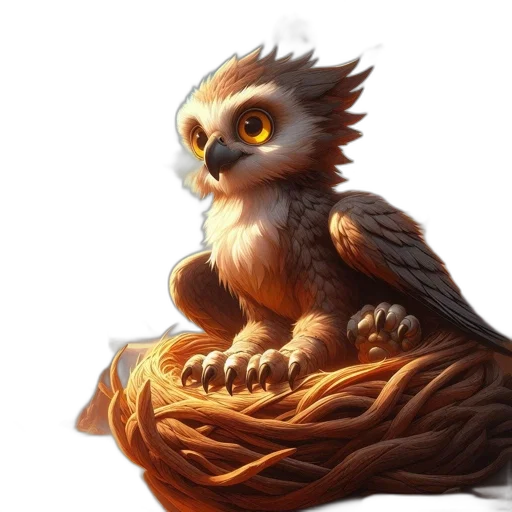 creature, animal, dragon, fantasy art, concept art, pixel art, photorealistic, owl transparent PNG cut-out