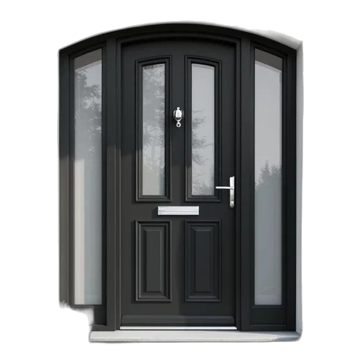 furniture, 3d render, photorealistic, grey, composite, door, black, white transparent PNG cut-out