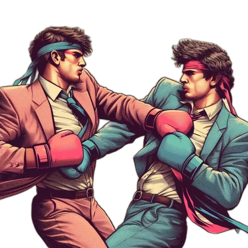 jacket, comic book art, concept art, cartoon, two, men, contrasting, suits transparent PNG cut-out