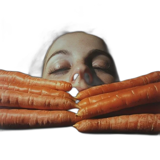 food, face, creature, mask, photorealistic, 3d render, person, closed transparent PNG cut-out