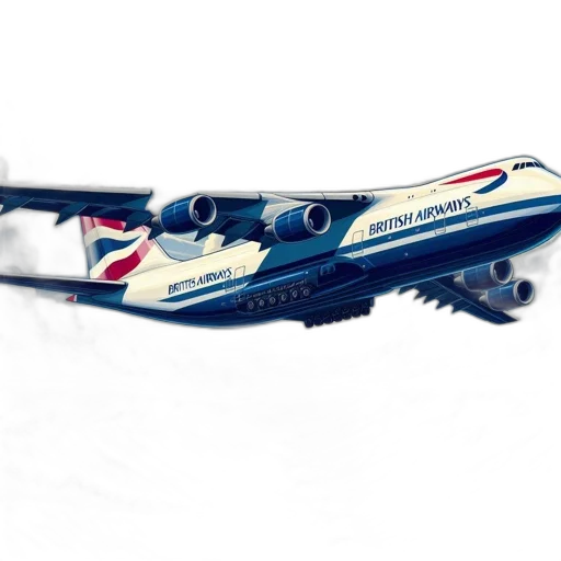 weapon, photorealistic, concept art, 3d render, british, airways, plane, soars transparent PNG cut-out